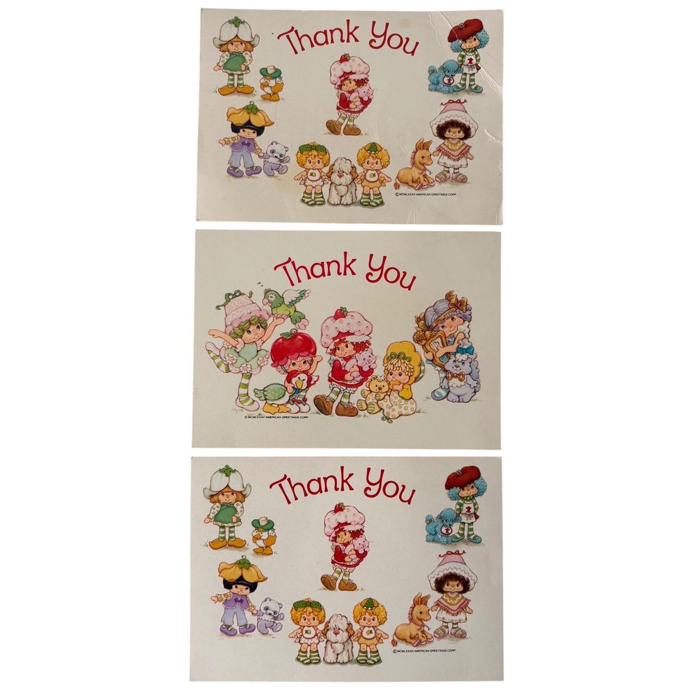 Vintage Strawberry Shortcake Thank You Postcards 1980s American Greetings Set 3